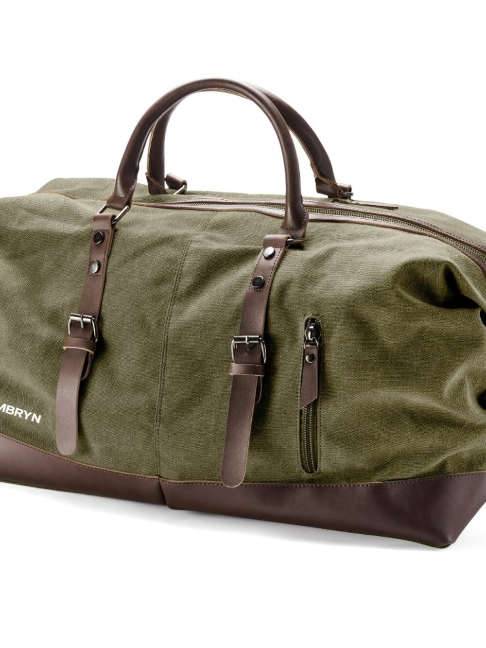 TIMBRYN Large Canvas & Leather Weekend Duffle Bag – Men's Vintage Travel CarryOn - Picture 16 of 17